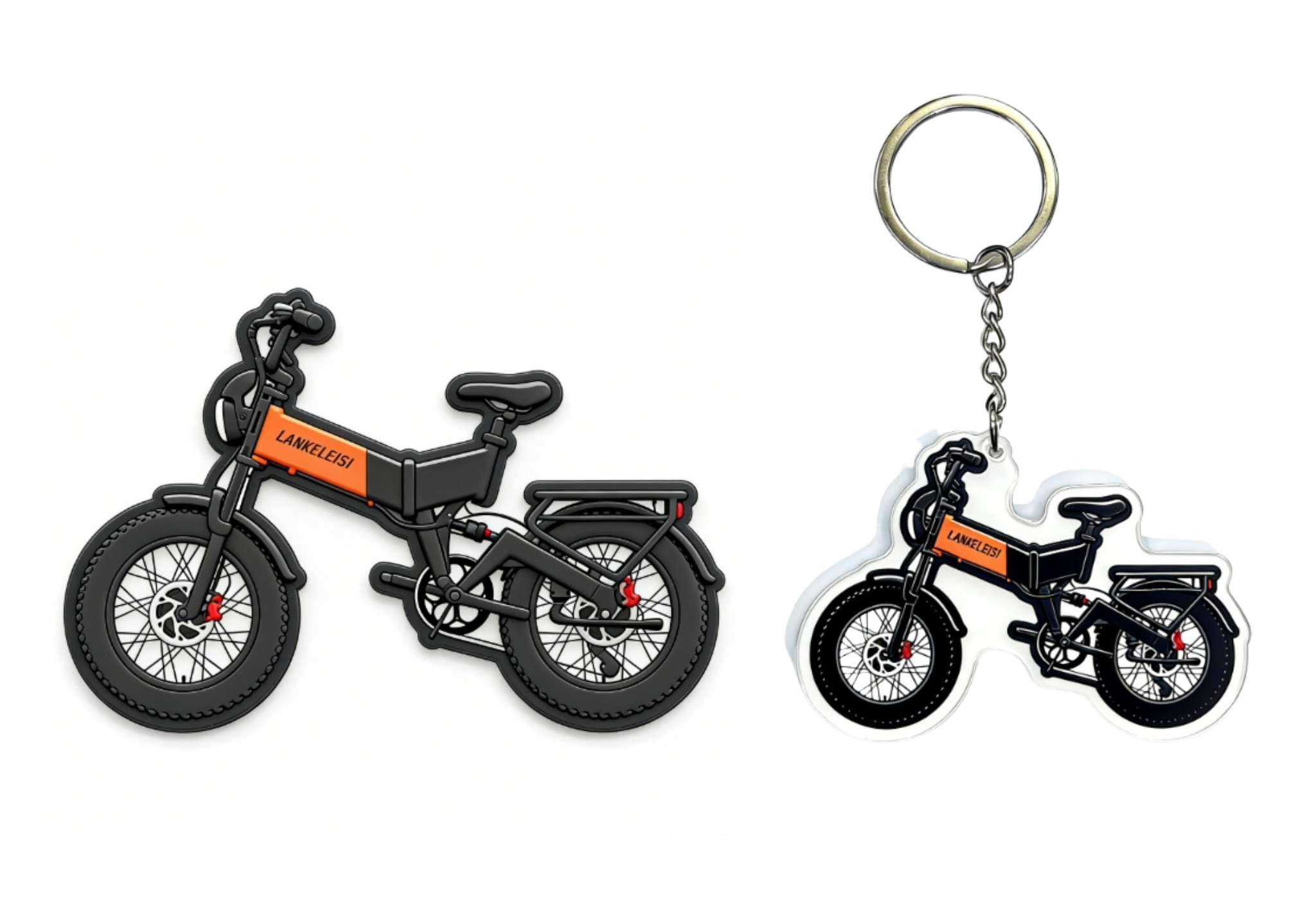 LANKELEISI GOLF-X & X3000MAX refrigerator magnet and keychain with colorful design and brand logo, placed on a white background.