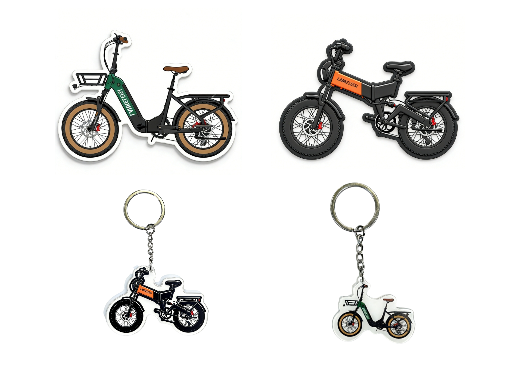 LANKELEISI GOLF-X & X3000MAX refrigerator magnet and keychain featuring bike branding and colorful design elements.