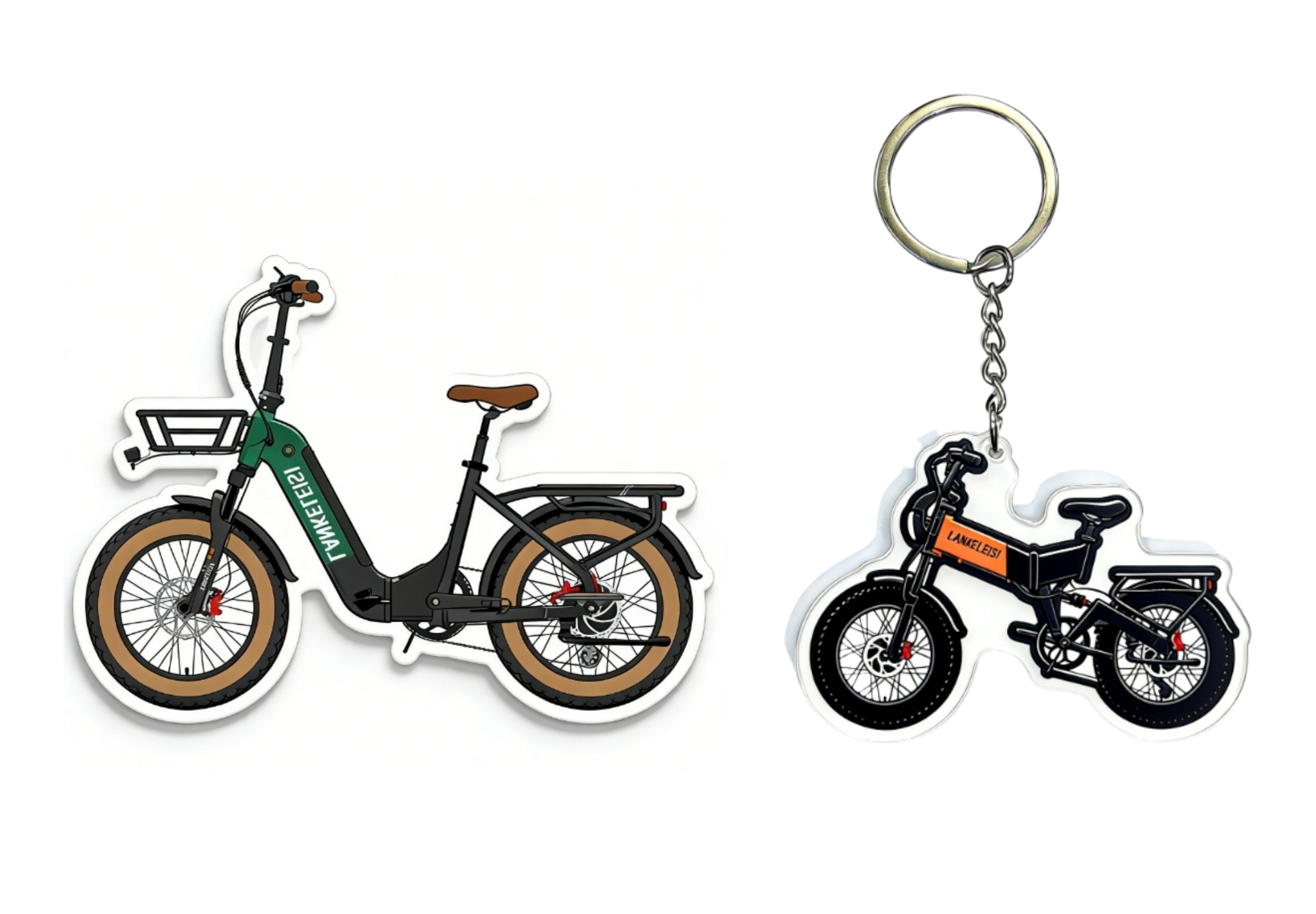 Lankeleisi Bikes LANKELEISI GOLF-X & X3000MAX refrigerator magnet and keychain with logo design and metal finish.