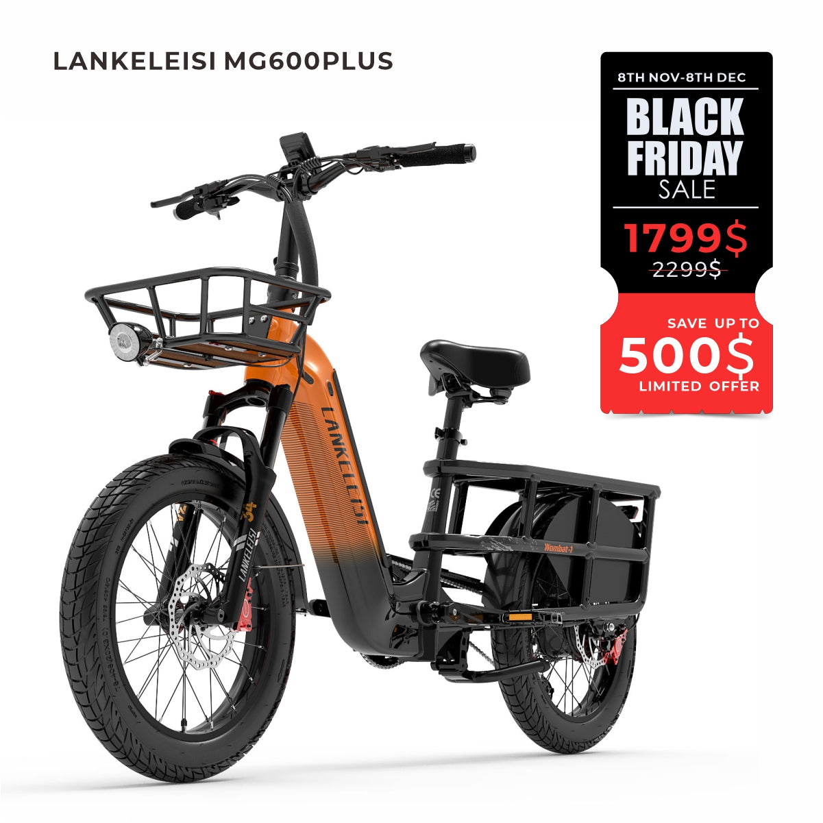 LANKELEISI Wombat-1 1000W Fat Tires Cargo E-Bike