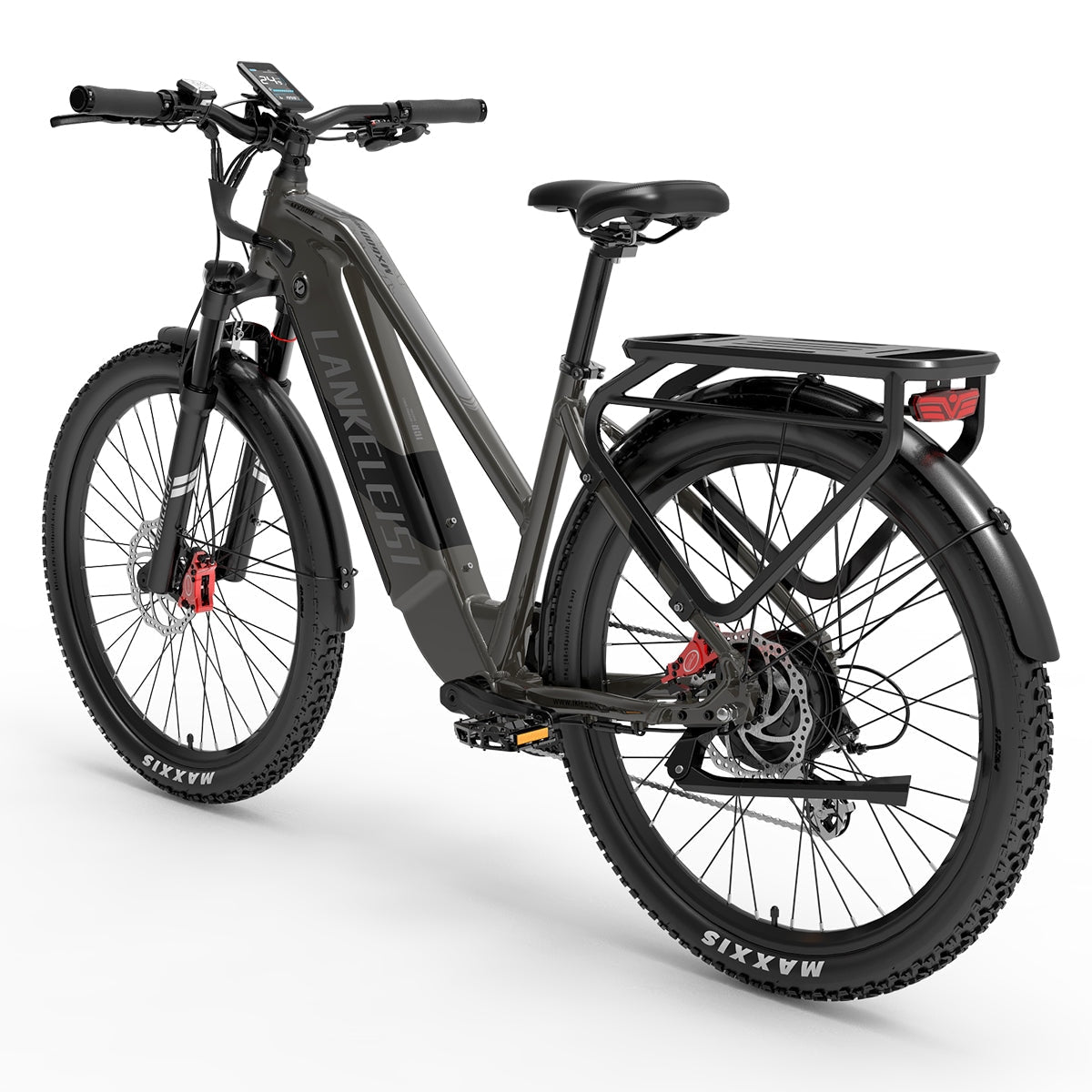Lankeleisi MX600PRO electric bike with 500W motor, 27.5-inch tire, 20Ah Samsung battery, city commuter in grey color.